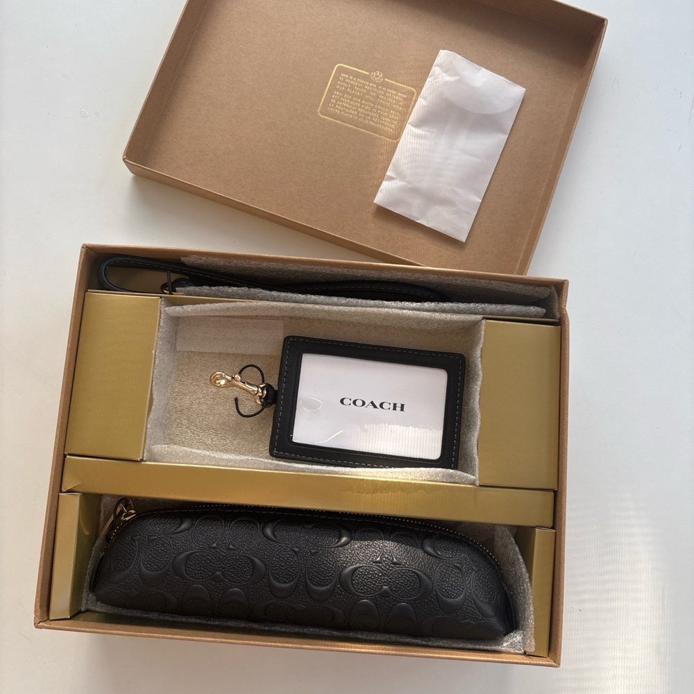 Coach Black and Gold Wristlet Set